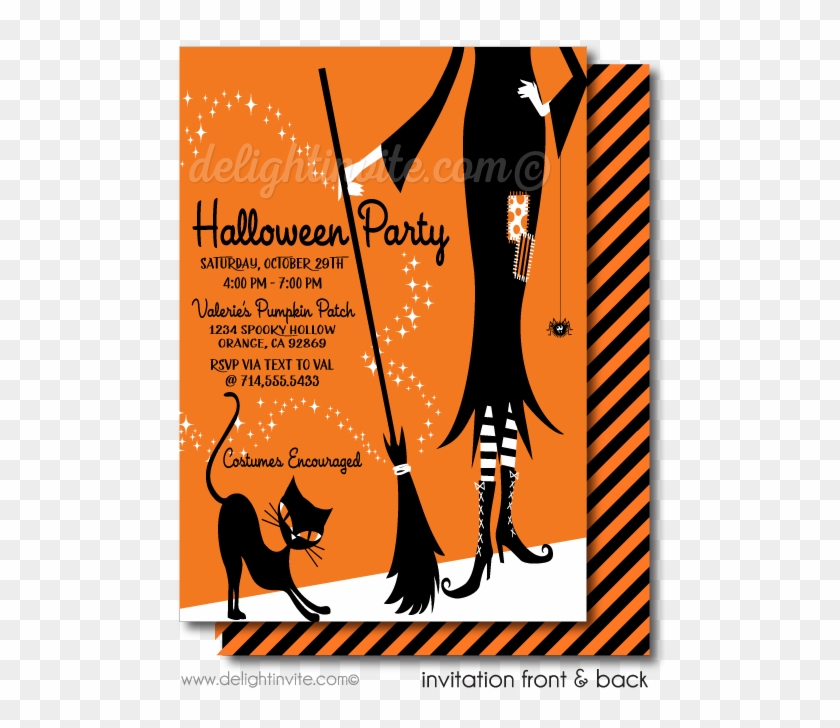 Retro Modern Halloween Party Invitations, Adult Halloween - Illustration Clipart