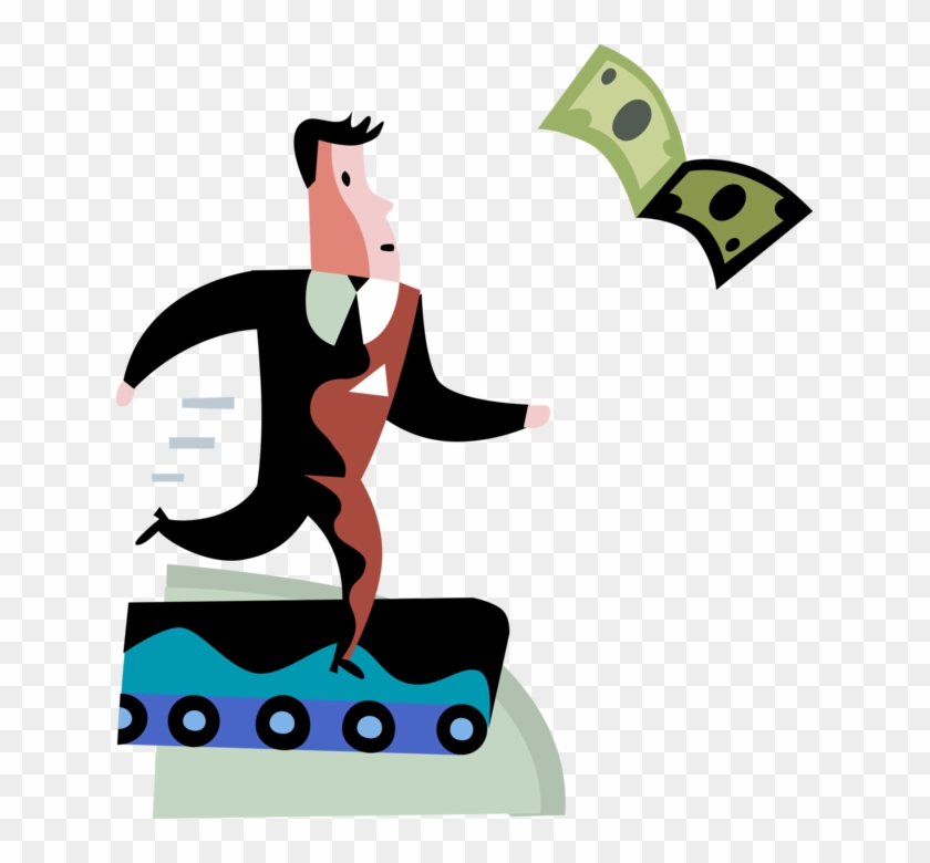 Vector Illustration Of Businessman Runs On Treadmill Clipart