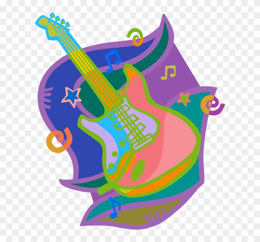 Vector Illustration Of Electric Guitar Stringed Musical Clipart