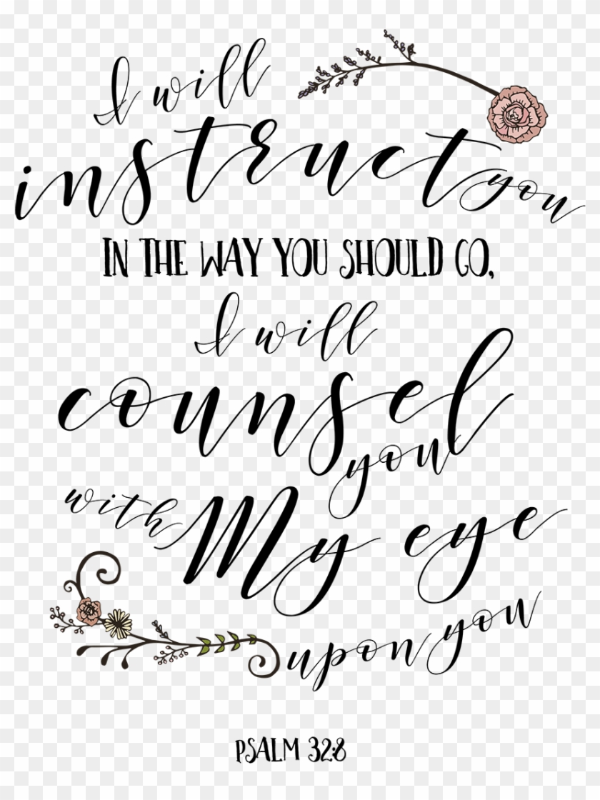 Scripture Art, Bible Art, Printable - Psalm 32 8 Lettering Clipart