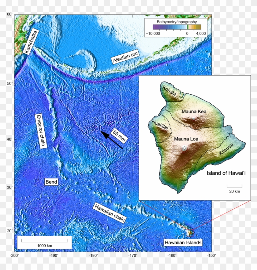 Bathymetric Map Showing The Hawaiian And Emperor Seamount - Bathymetry Map Emperor Seamounts Clipart #1893650
