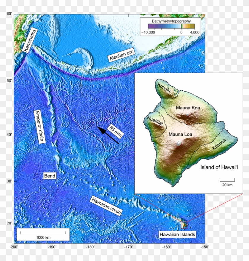 Bathymetric Map Showing The Hawaiian And Emperor Seamount - Bathymetry Map Emperor Seamounts Clipart