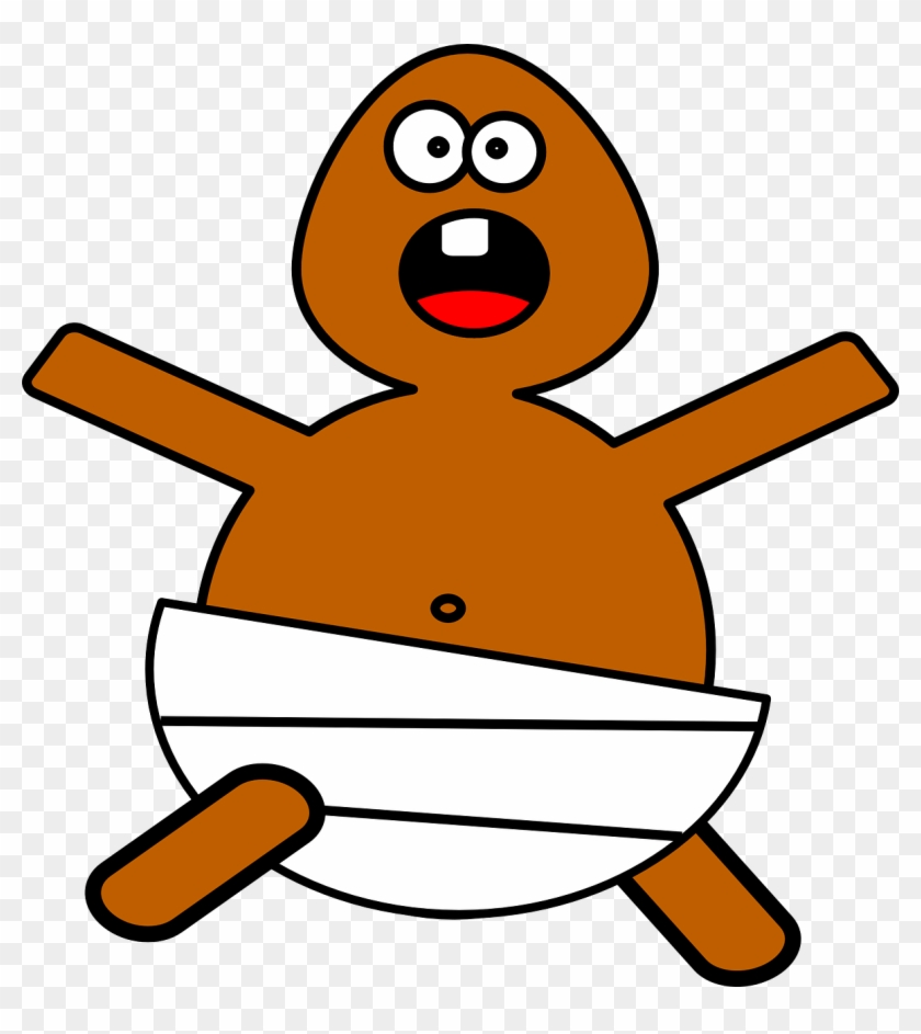 Excited African -american Baby In White Diaper Svg - Png Black Baby Cartoon Clipart