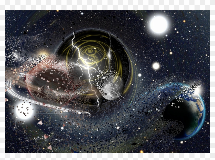 Moon Planets Blackhole Galaxy Space Stars Dispersion Clipart