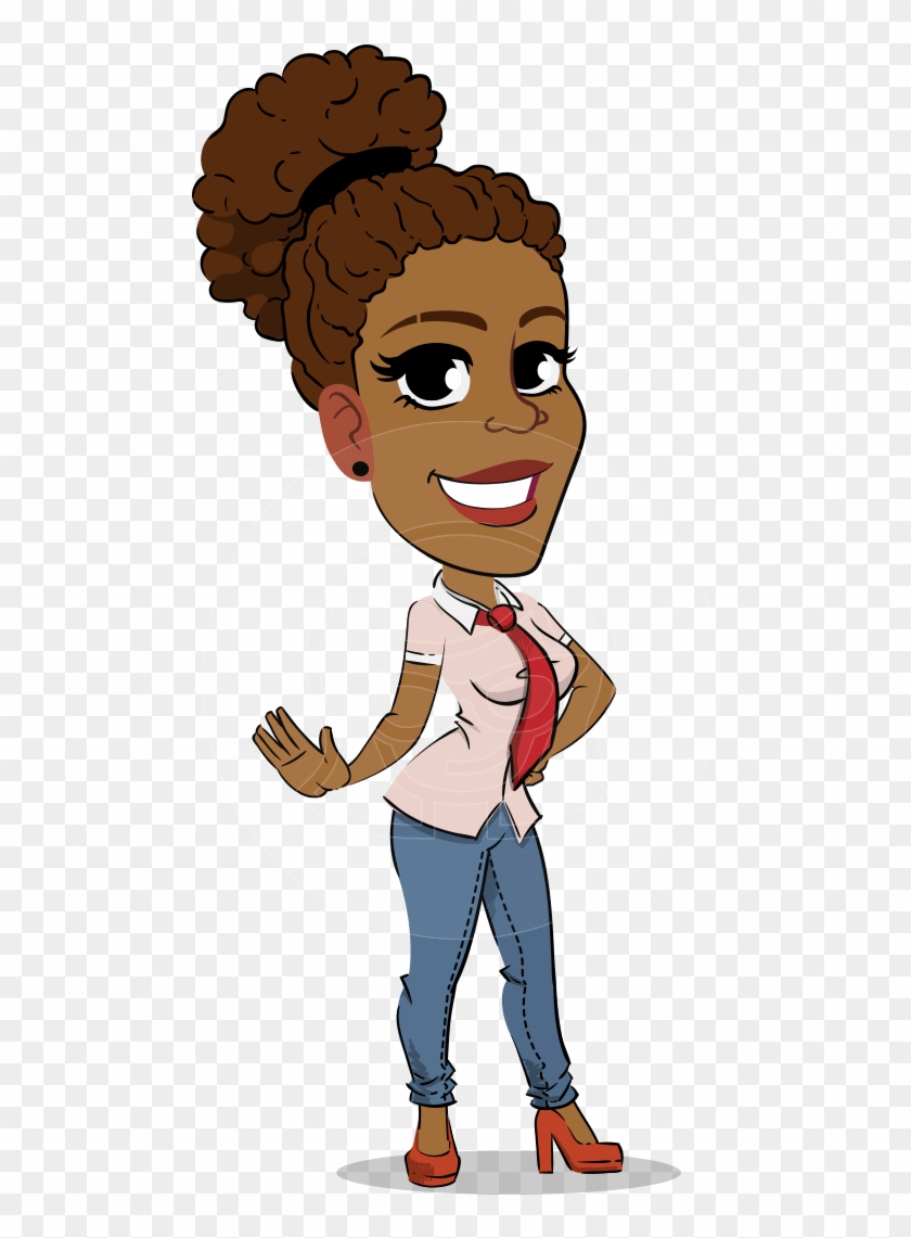 Flat Cartoon African-american Girl Vector Character Clipart #1894698