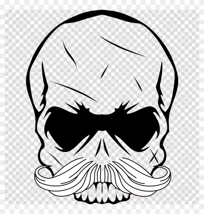 Download Skull With Mustache Png Clipart Skull Clip - Transparent Background White Clock Icon Transparent #1896584