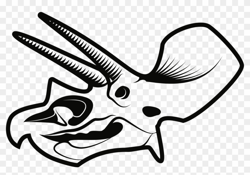Big Image - Dinosaur Skeleton Head Drawing Clipart