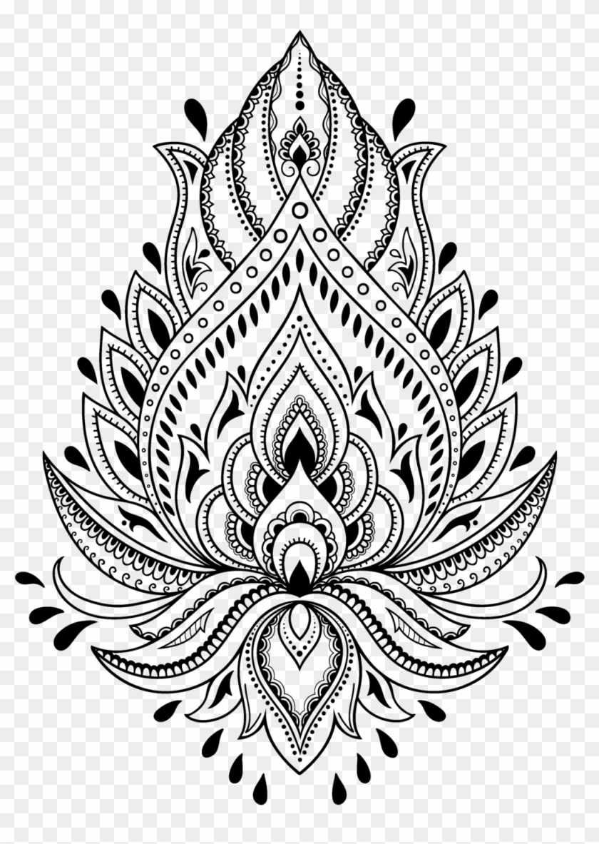 Tattoo Henna Stencil Template Mehndi Free Hd Image - Henna Drawings Clipart #1897075