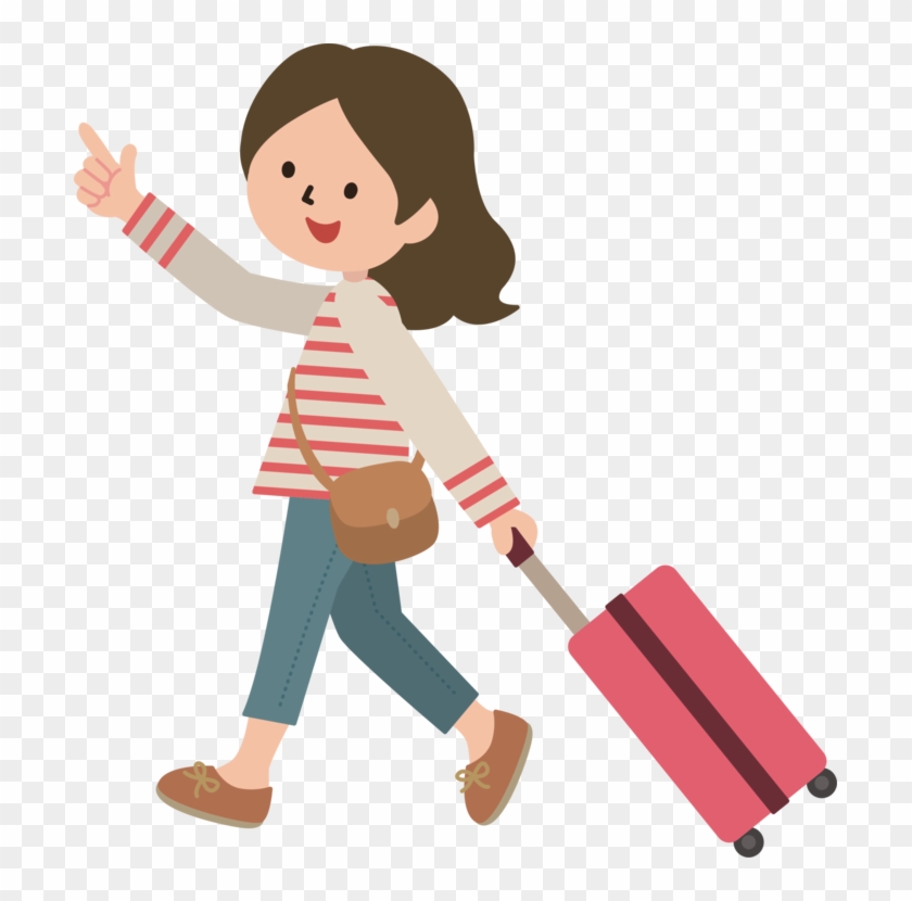 Download Blog Cartoon - Cartoon Girl With Suitcase Clipart