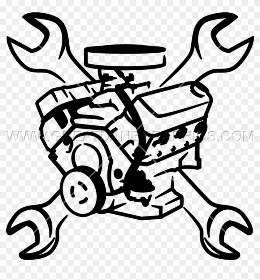 Engine Block & Wrenches Clipart #1897636