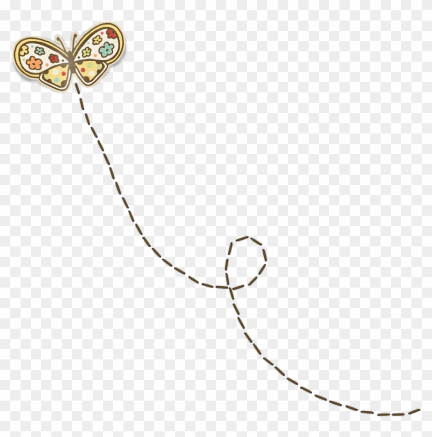 Png Scrapbook - Butterfly And Trail Clip Art Transparent Png