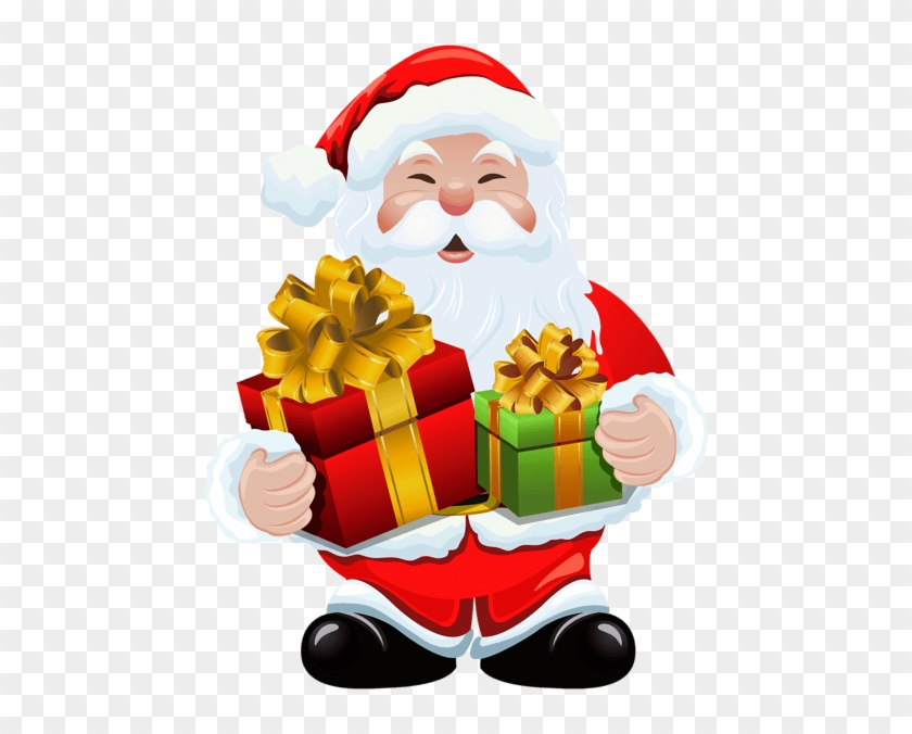 Snata Claus With Gift Clipart - Png Download #1898327