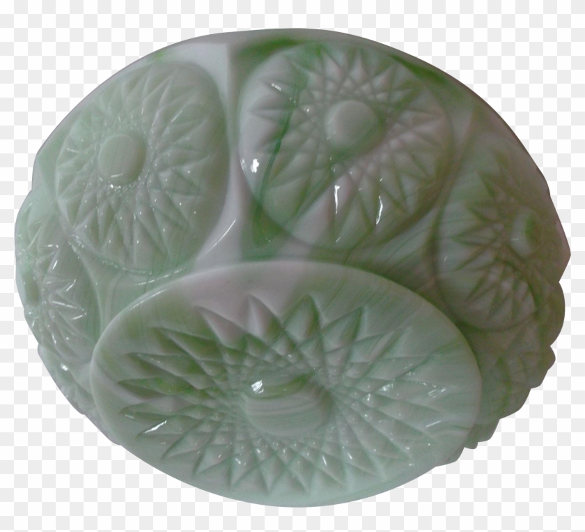 Green White Vintage Slag Glass Rose Bowl Jardiniere Clipart #1899248