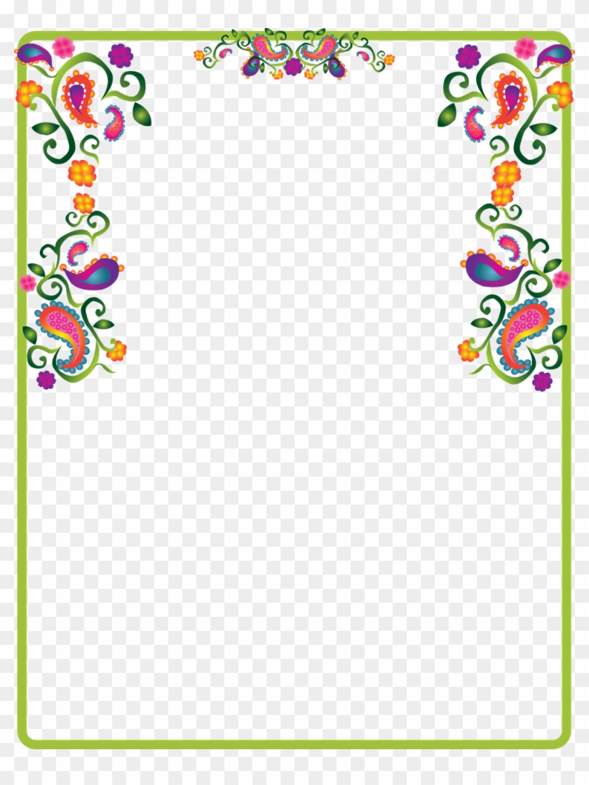 Colorful Paisley Border Clip Art - Png Download