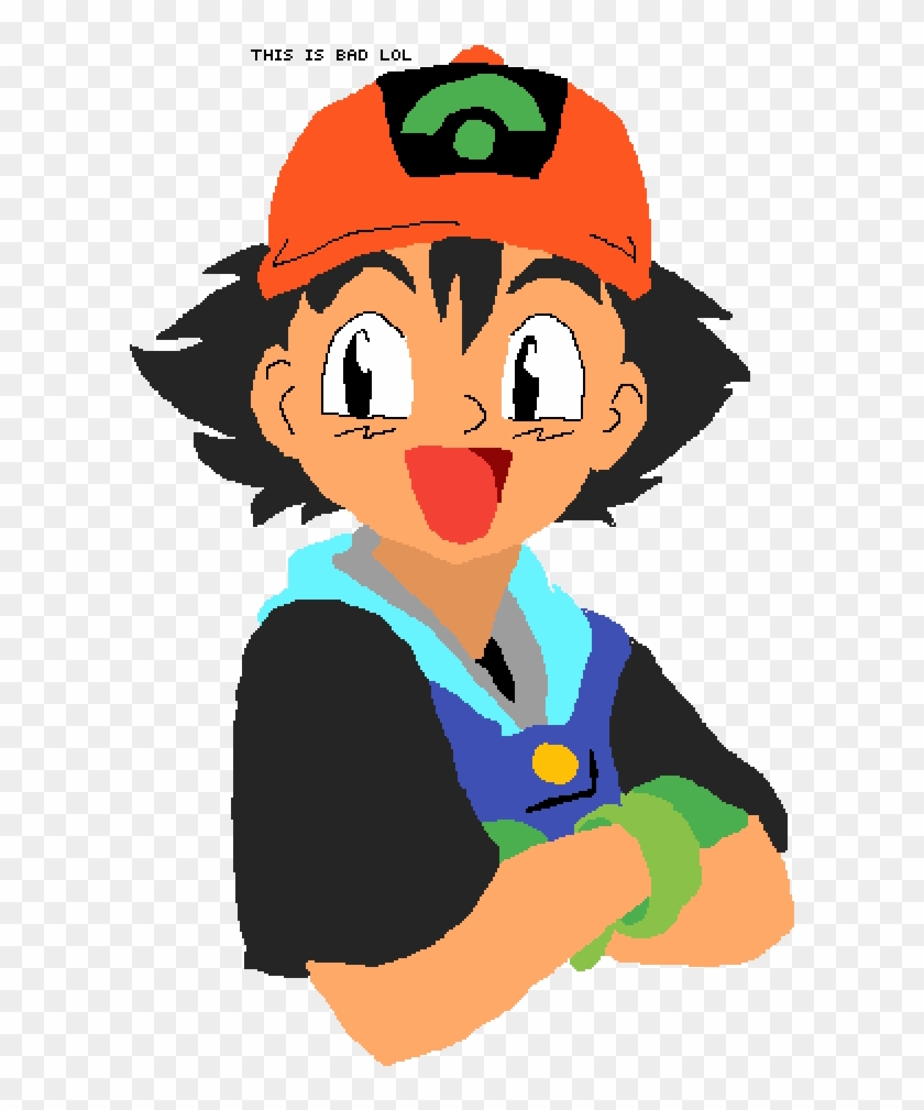 No Shading Ash Ketchum - Cartoon Clipart