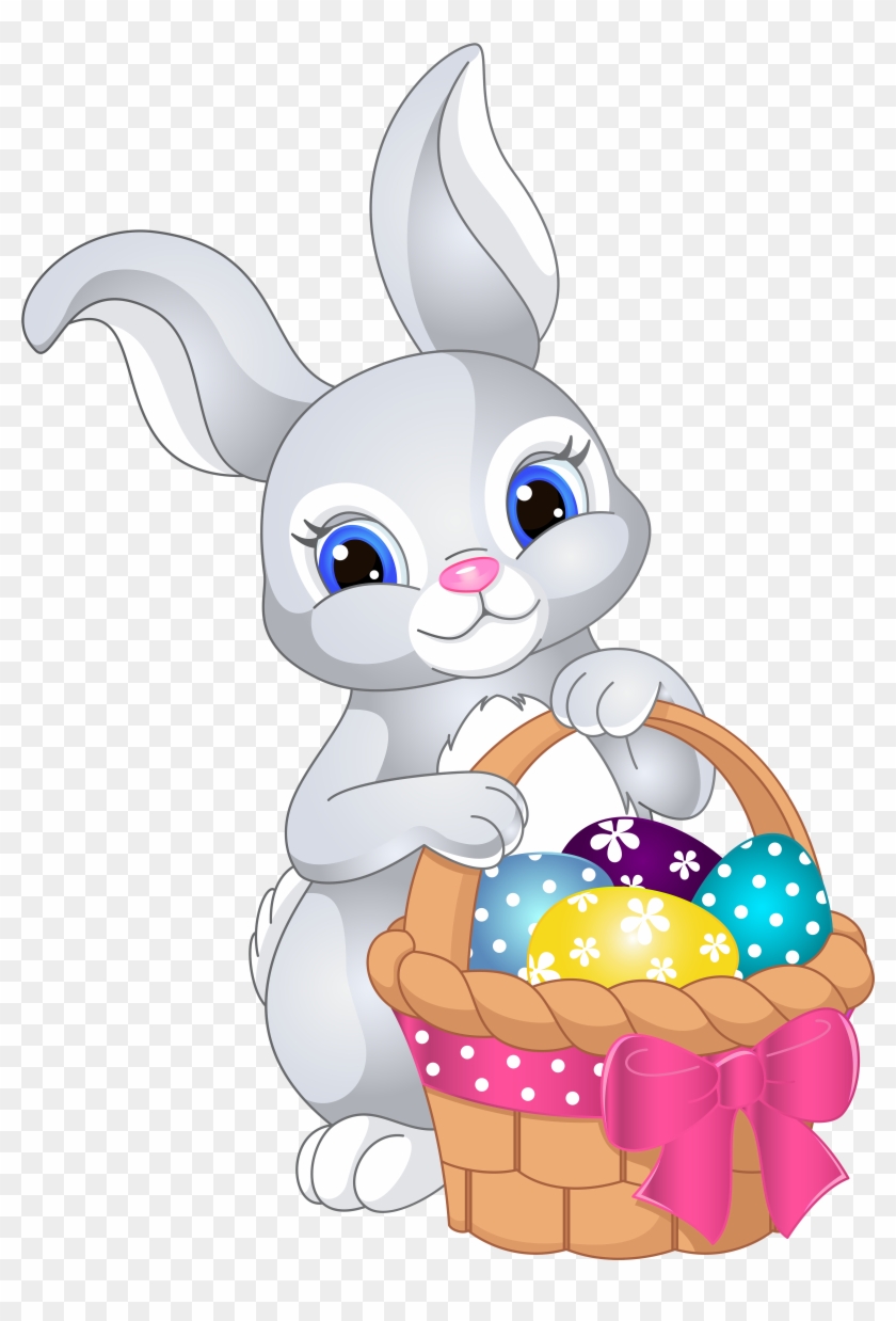 Easter Bunny Basket Png - Cute Cartoon Easter Bunny Clipart