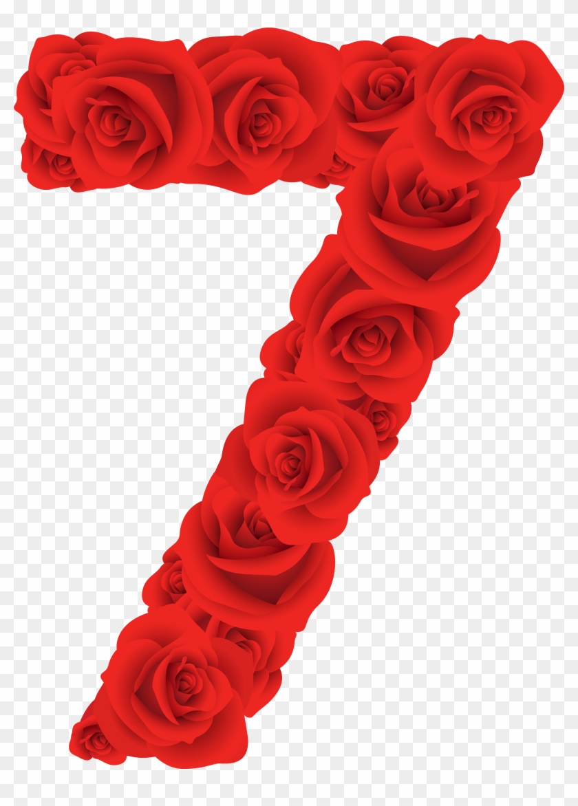 Red Roses Number Seven Png Clipart Image - Number 7 In Roses Transparent Png