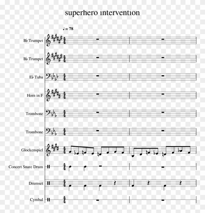 Superhero Intervention - Sheet Music Clipart #190382
