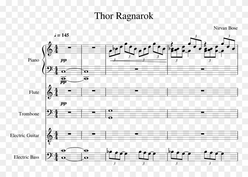Thor Ragnarok Main Theme - Sheet Music Clipart
