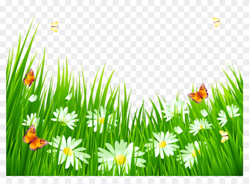 Grass Png Transparent Clip Art Image - Grass And Flowers Clipart