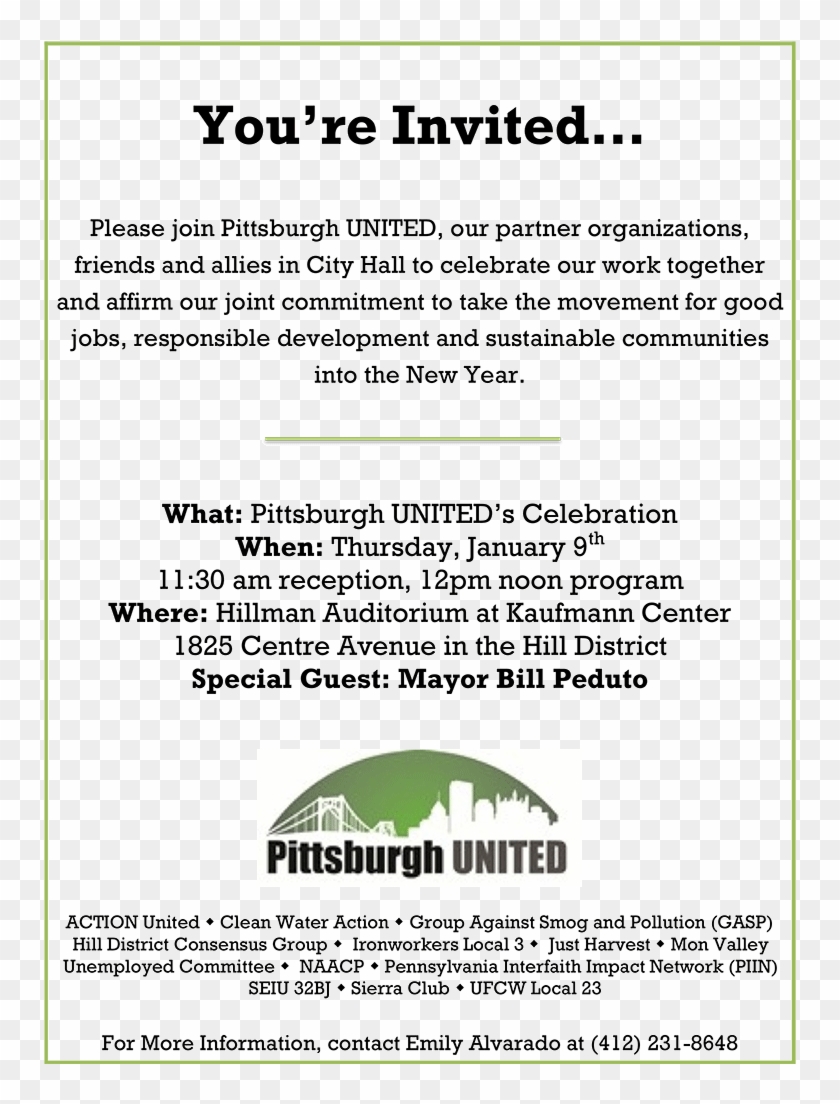 Pittsburgh United, Mayor & Council Celebration Invitation - Invitation For Health Awareness Program Clipart #193170