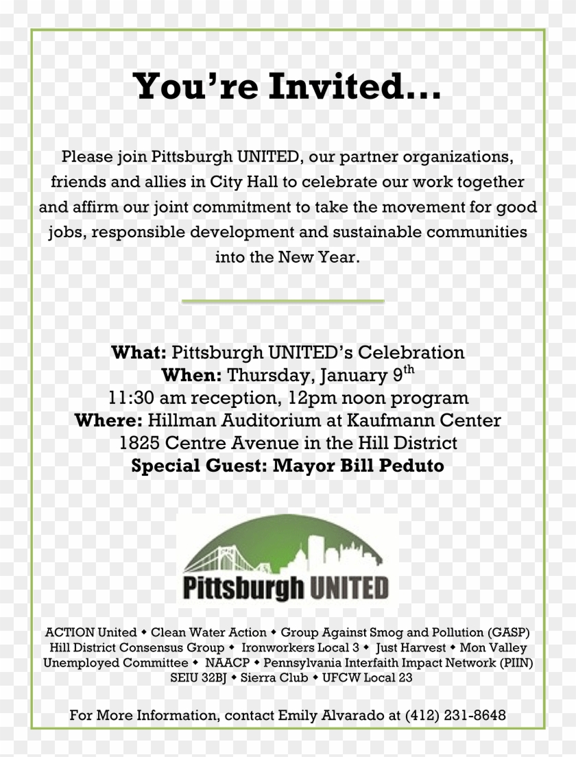 Pittsburgh United, Mayor & Council Celebration Invitation - Invitation For Health Awareness Program Clipart