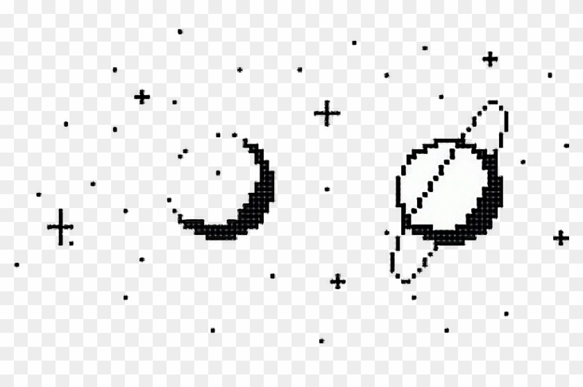 Aesthetic Overlays Png - Pixel Moon And Stars Clipart #194832