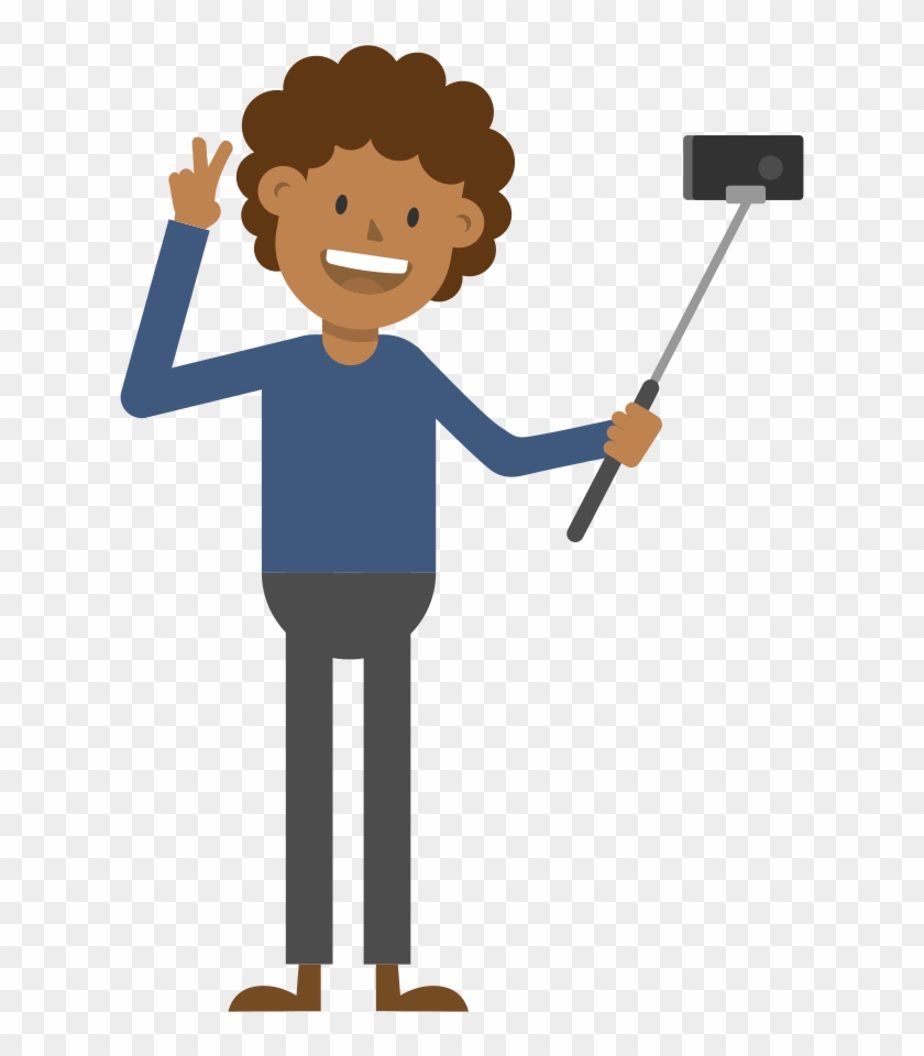 Black Man Taking A Selfie Cartoon Vector - Selfie Cartoon Png Clipart
