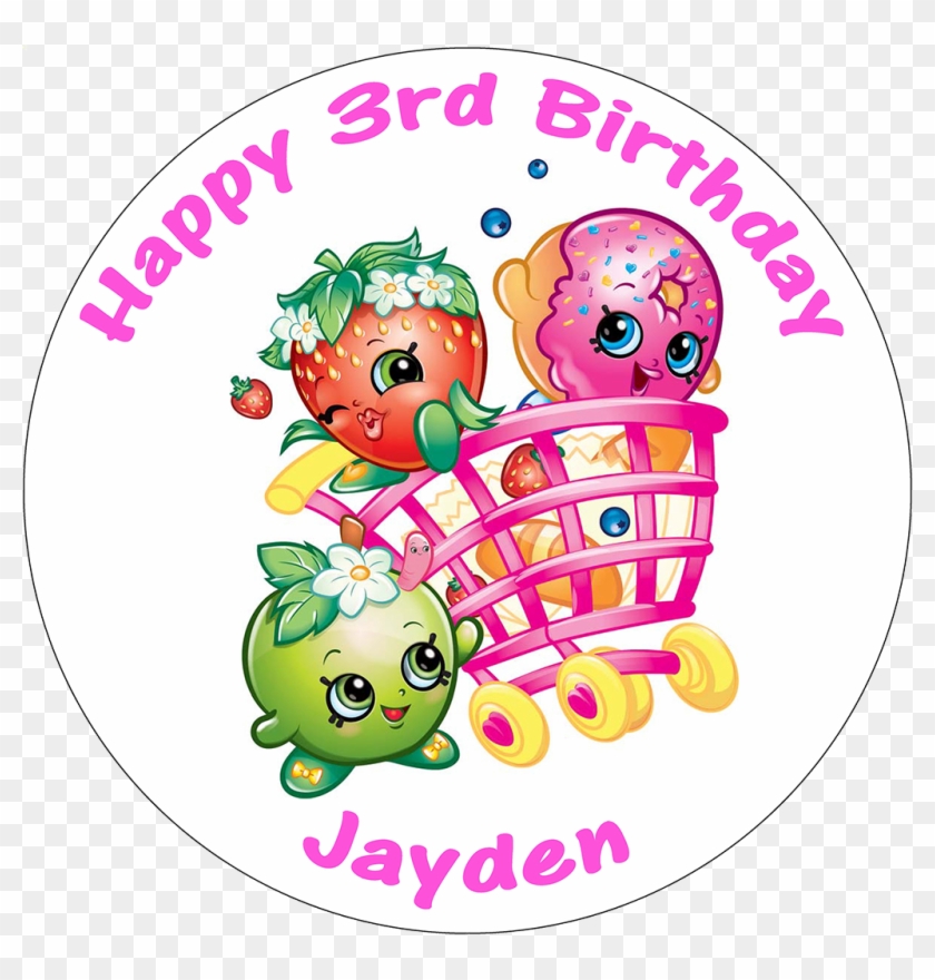 Shopkins Edible Personalised Round Birthday Cake Topper - 7th Birthday Shirt Shopkins Clipart