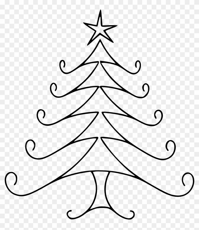 Bigkjzo6t Christmas Tree Line Art Cow Clipart - Christmas Tree Easy Drawing - Png Download #196926
