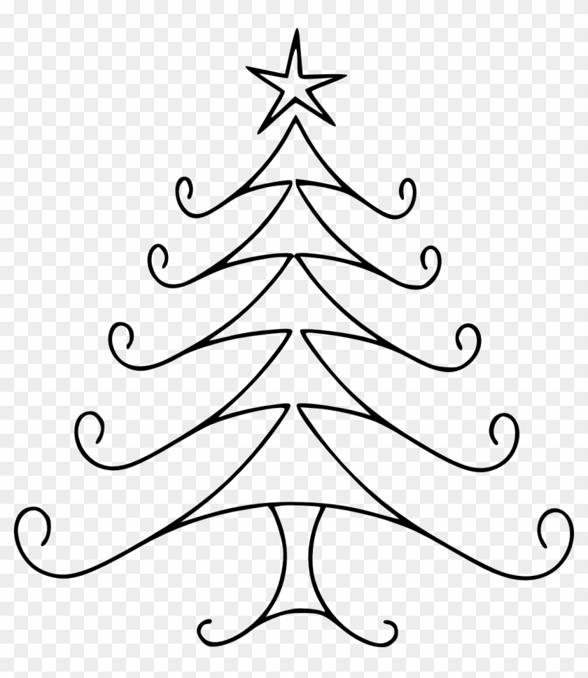 Bigkjzo6t Christmas Tree Line Art Cow Clipart - Christmas Tree Easy Drawing - Png Download