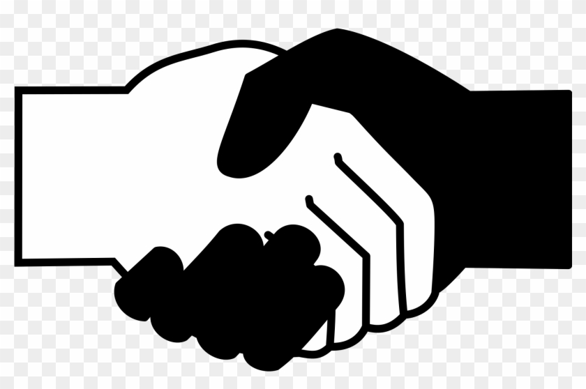 Shake Hand Png Black And White - Black And White Handshake Icon Clipart #197682