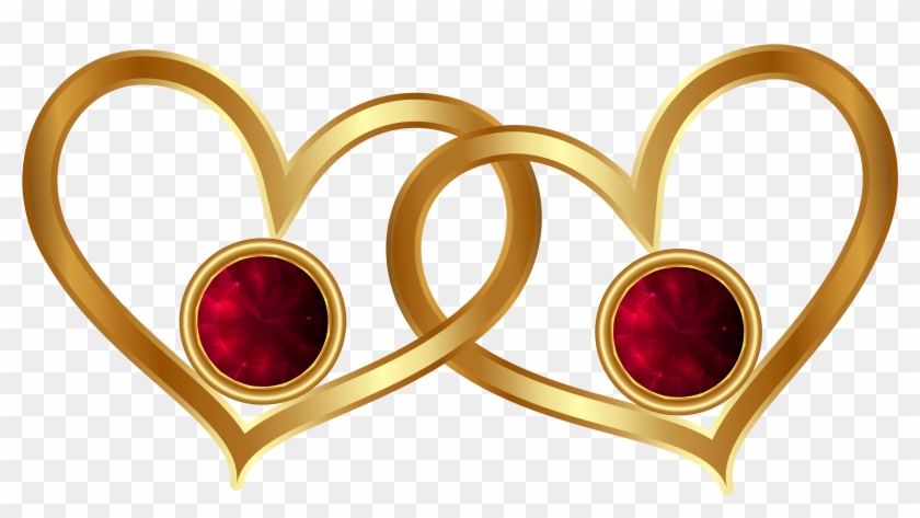 Golden Hearts With Red Png - Red And Gold Hearts Clipart