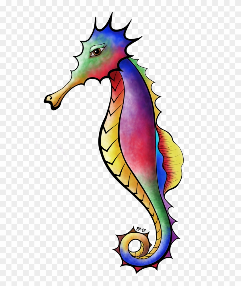 Seahorse Drawing Colorful Clipart