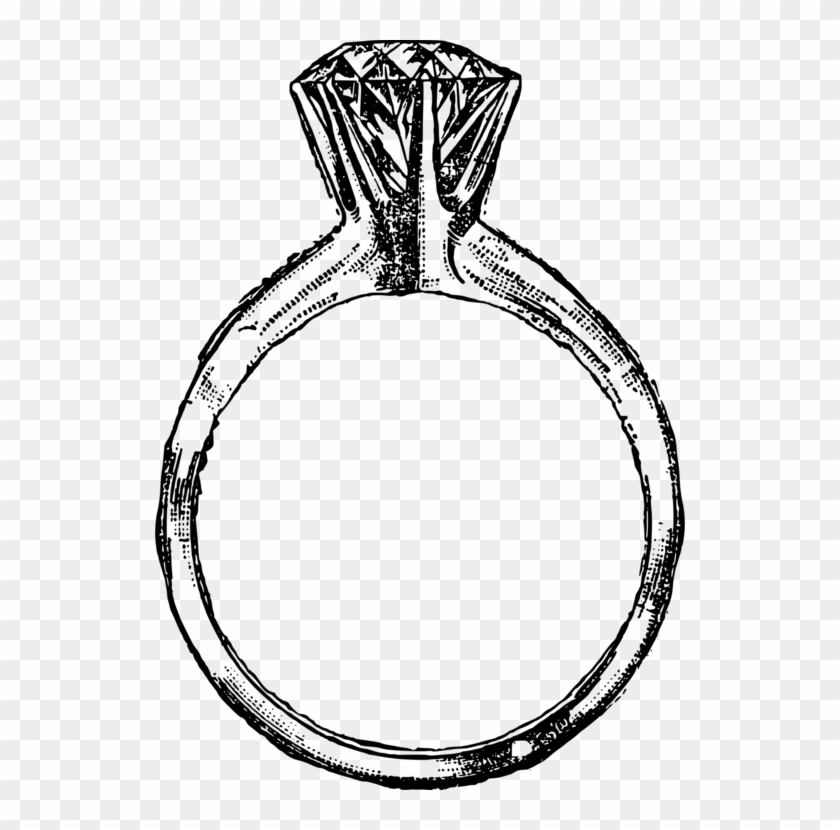 Graphic Free Download Drawing Ring Diamond - Diamond Ring Vector Png Clipart #199976