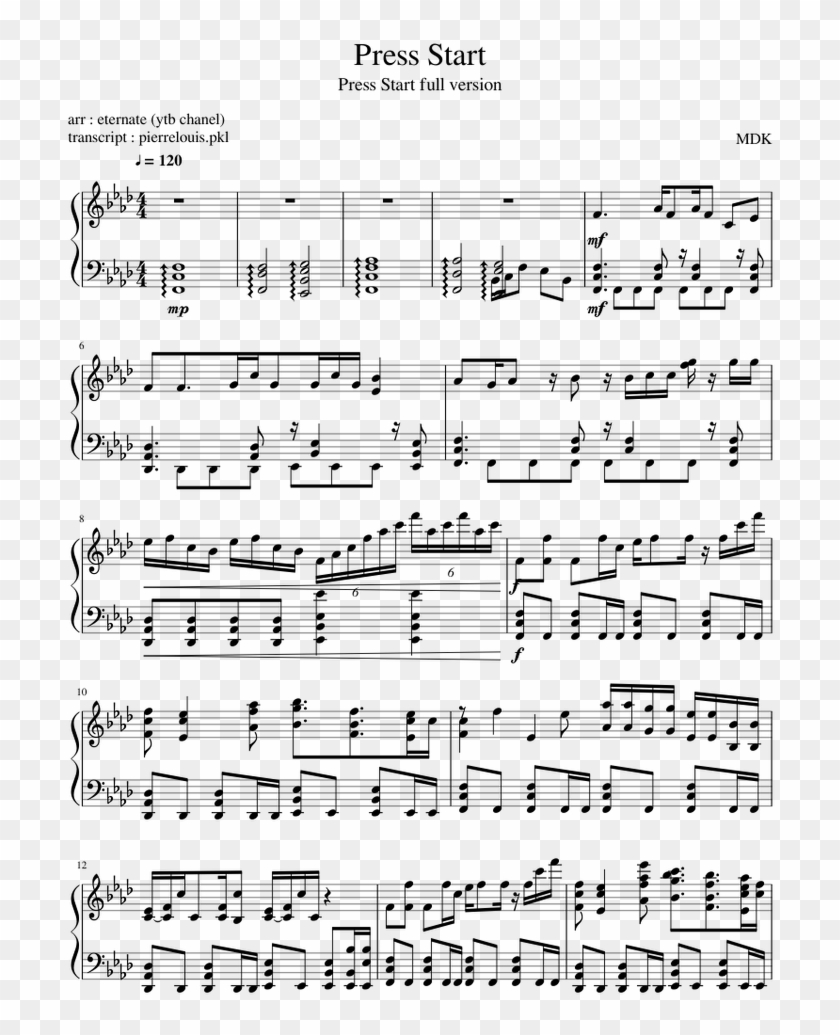 Press Start - Requiem For A Dream Piano Noten Clipart