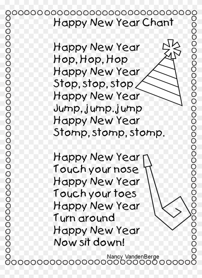 Happy New Year Hat Coloring Pages 2 With First Grade - New Years Songs Preschool Clipart #1902085