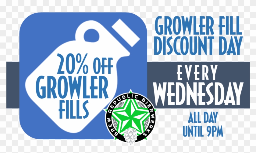 We've Got 20% Off Growlers All Day Long Clipart