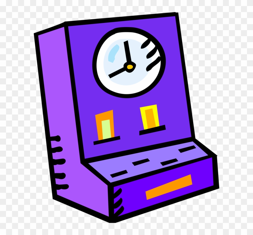 Vector Illustration Of Punch Clock Or Time Clock Tracks Clipart
