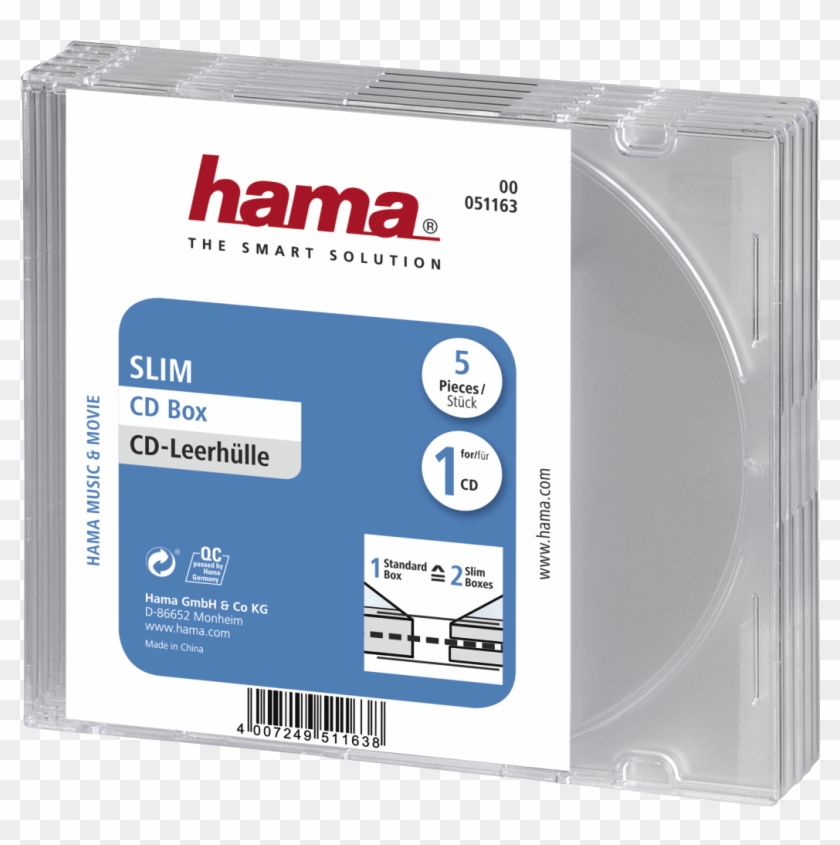 Slim Cd Jewel Case, Pack Of 5, Transparent - Hama Jewel Case Clipart