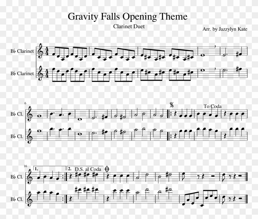 Gravity Falls Opening Theme Clarinet Duet - Jeopardy Theme Tenor Sax Clipart