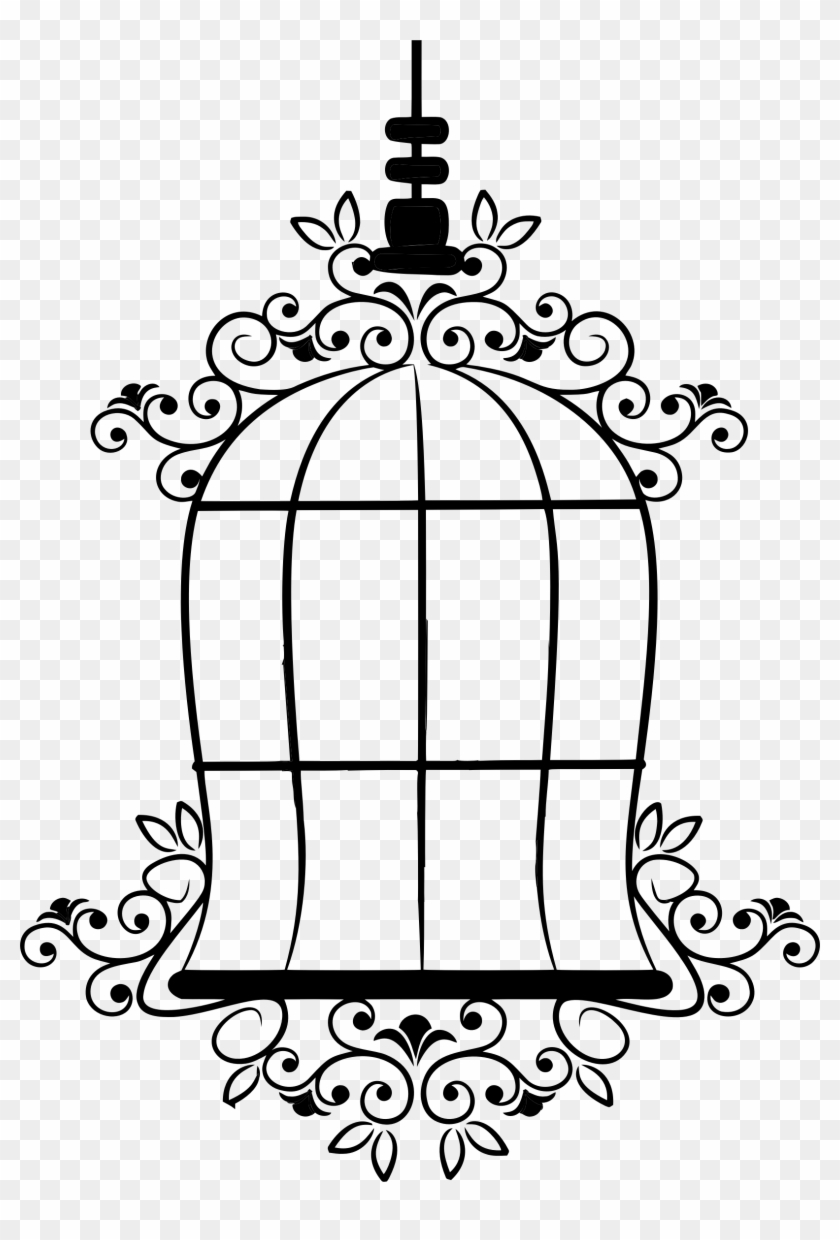 Big Image - Bird Cage Silhouette Svg Clipart