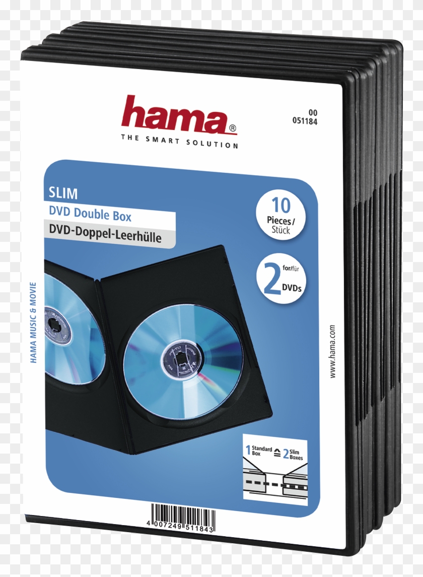 Slim Dvd Double Jewel Case, Pack Of 10, Black - Dvd Doosjes Hema Clipart