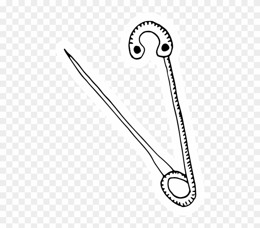 Safety Pin Cut - Monochrome Clipart