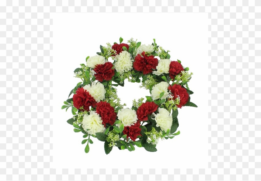 Wedding Flowers Wreath Red Ivory Carnation Arrangement - Garden Roses Clipart #1905606