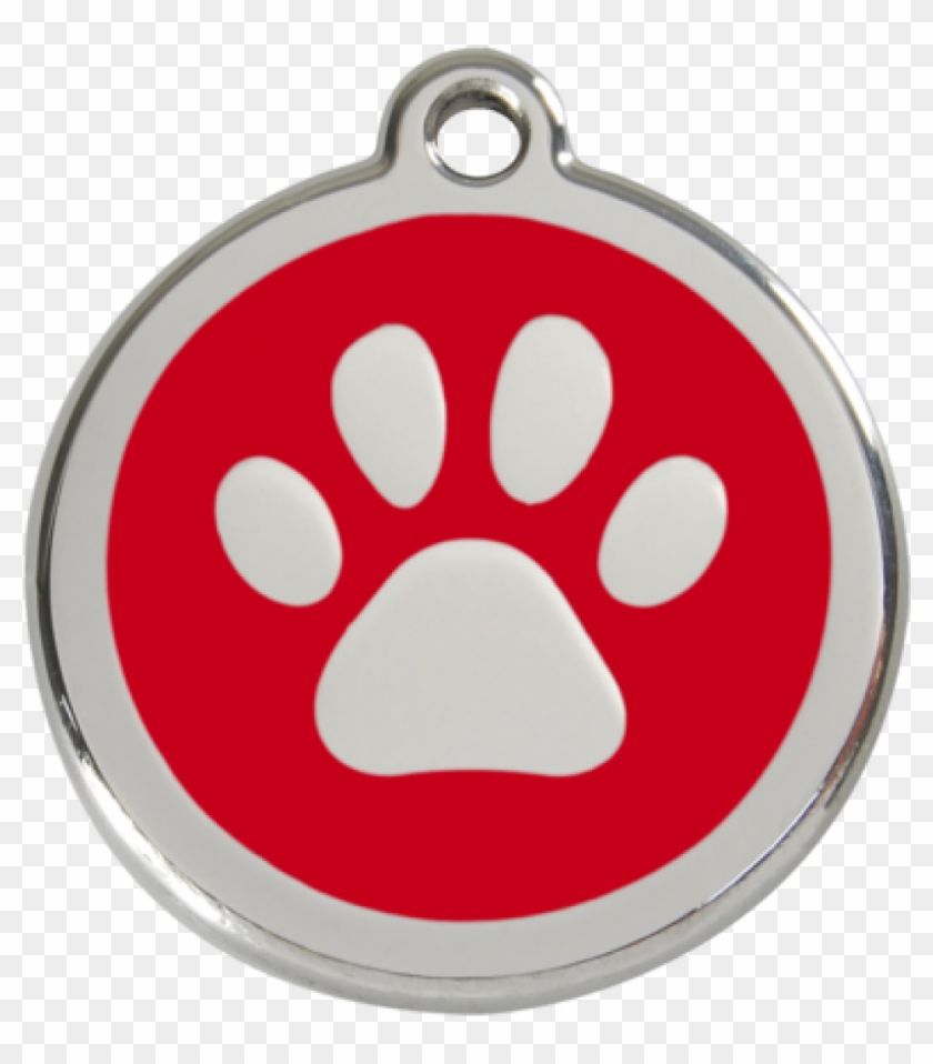 Red Pawprint Pet Tag - Red Dog Tag Png Clipart #1906805