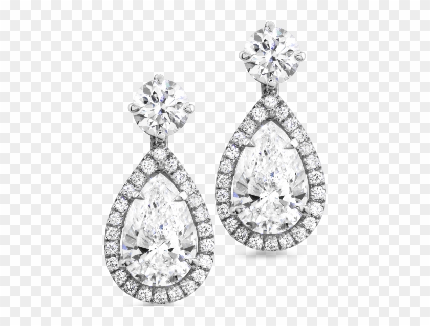 Pear Shape And Round Diamond Drop Earrings - Sample Earrings Clipart