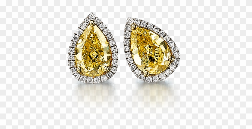 Pear Shape Fancy Yellow Earrings - Pear Shaped Halo Earrings Clipart #1908142