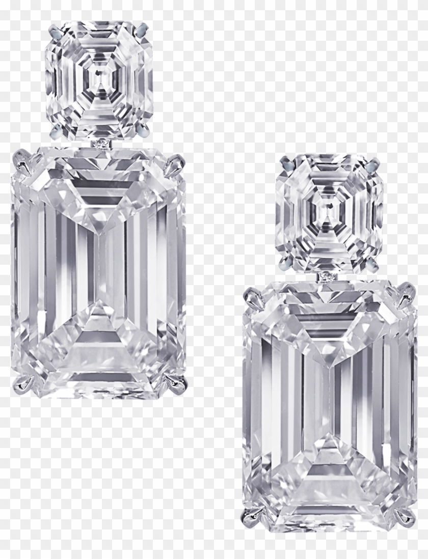 Emerald-cut Diamond Earrings - Glass Bottle Clipart