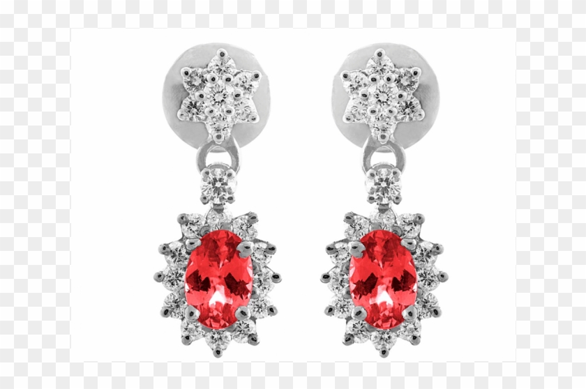 Burmese Ruby And Diamond Earring Set In 18k White Gold Clipart #1908451